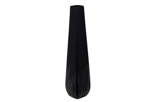 Opal Shaped Ceramic Vase with Grass Finish in Black