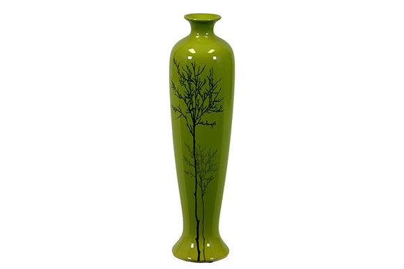 Traditional Chinese Bottle Shaped Ceramic Vase in Shinny Green (Small)