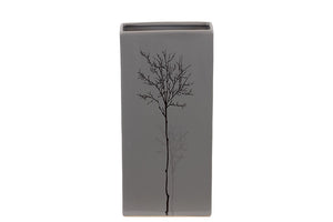 Rectangular Shaped Ceramic Vase in Shinny Grey (Large)