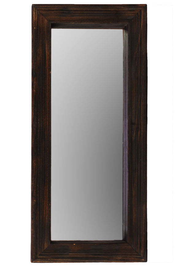 Traditional Style Wooden Mirror and Shelf Combination