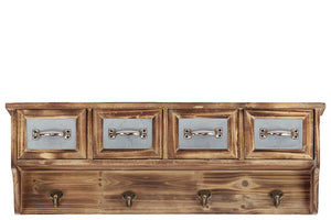 Majestic and Classic Style Wooden Handing Cabinet With Four Cabinets and Four Wall Hooks