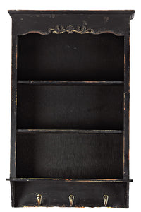 Contemporary Style Wooden Shelf and Hanger in Antique Black