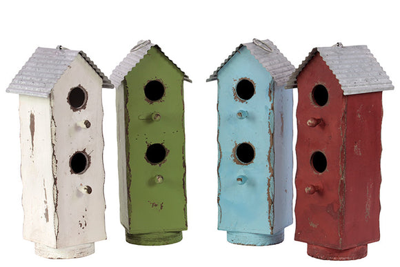 Wooden Bird House Set of FourAssorted Colors