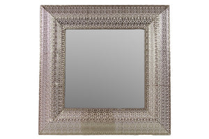 Square Metal Mirror With Embossed Border