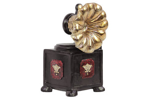 Traditional Style Resin Gramophone With Gold Inlays and Detailed Features