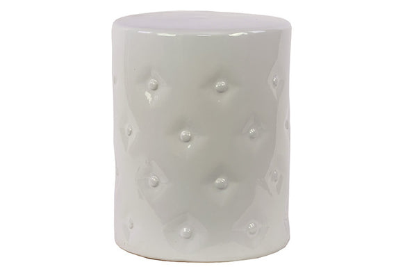 Elegant Glossy Finish Ceramic Garden Stool White