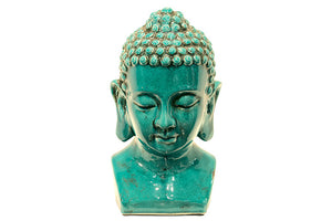 Celestial Ceramic Buddha Head Blue