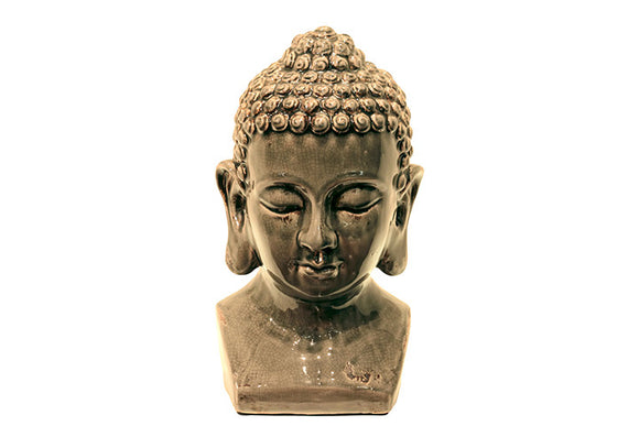 Divine Beauty Ceramic Buddha Head Grey