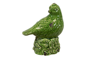 Beautiful Ceramic Bird On a Stone (Green)