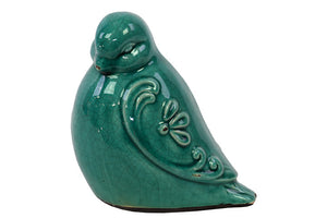 Beautiful Ceramic Bird On a Stone (Turquoise)