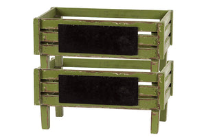 Moss Green Wooden Stylish Storage Units in a Set of Two