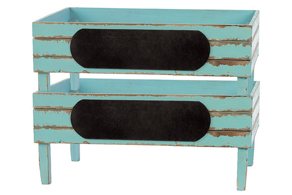 Countryside Inspired Wooden Storage Set of Two Blue