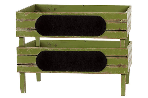 Countryside Inspired Wooden Storage Set of Two Green