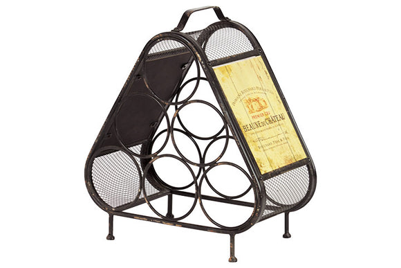 Triangular Metal Wine Holder with a Capacity of Six Bottles