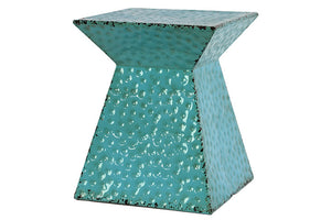 Bright Blue Hammered Extraordinary Metal Stool