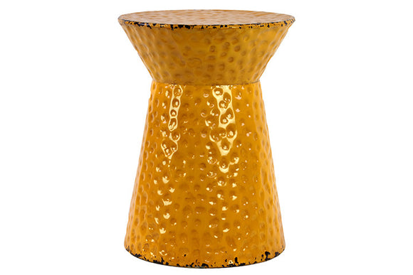 Vibrant Yellow Polished Metal Stool