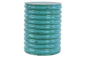 Beautiful Blue Polished Metal Circular Stool