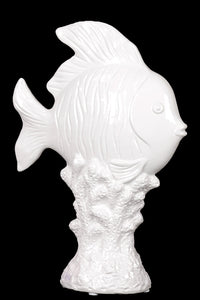 Charming and Mesmerizing Ceramic Fish on Stand in White