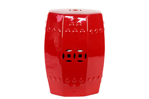 Striking Buckingham’s Craved Ceramic Stool Red