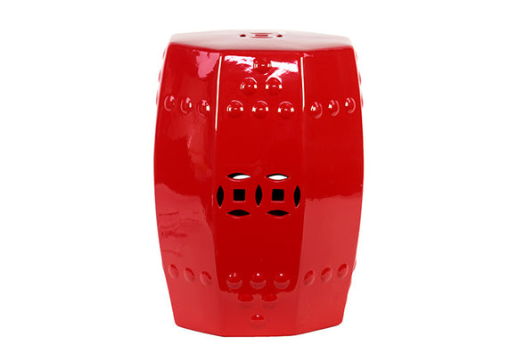 Striking Buckingham’s Craved Ceramic Stool Red