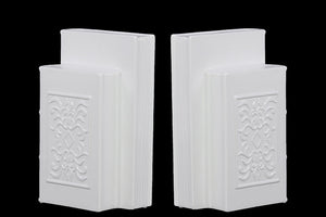 Ceramic Manuscript Bookend Adorn with Beautiful Motif in White