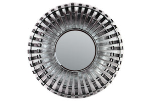 Contemporary Cut Design Round Metal Mirror