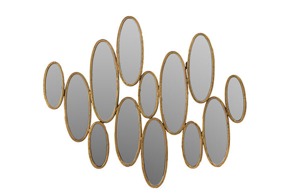 Modern Design Thirteen Pieces of Oval Shaped Metal Wall Mirror Attached Together