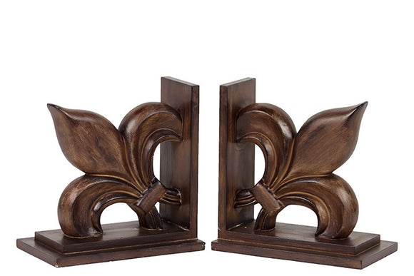 Magnificent and Finely Polished Resin Fleur de Lis Bookend in Brown