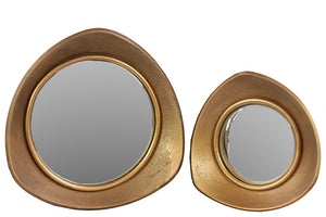 Unique and Outstanding Design Round Mirror Set of Two with Triangular Metal Frame