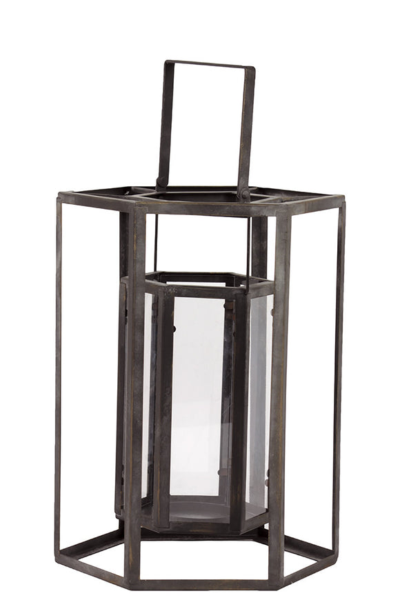 Open Panel Design Modern Metal Lantern with Holder