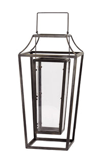 Open Panel Designed Metal Lantern with Holder