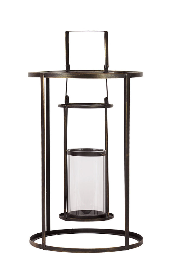 Circular Shaped Metal Lantern in an Open Design with Holder