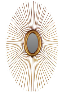 Oval Shaped Metal Mirror with Strings of Metal Depicting the Rays of the Sun