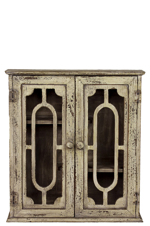 Antique Wooden Wall Cabinet with Peculiar Pattern