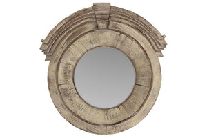 Circular and Magnificent Uniquely Carved Wooden Wall Mirror