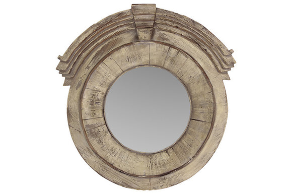 Circular and Magnificent Uniquely Carved Wooden Wall Mirror