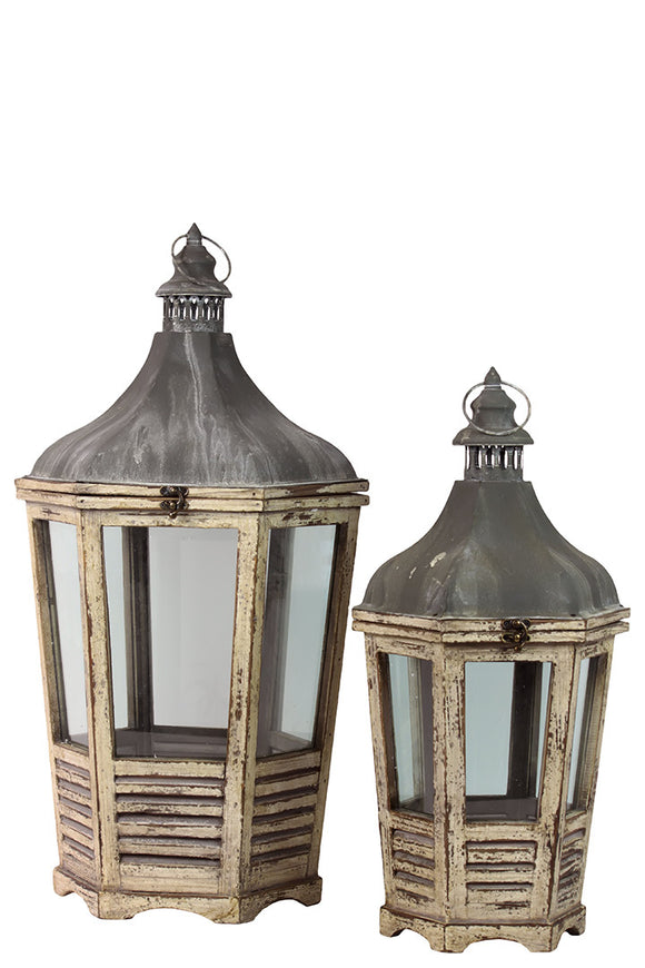 Unique and Distinctive Design Wooden Lantern Set of Two