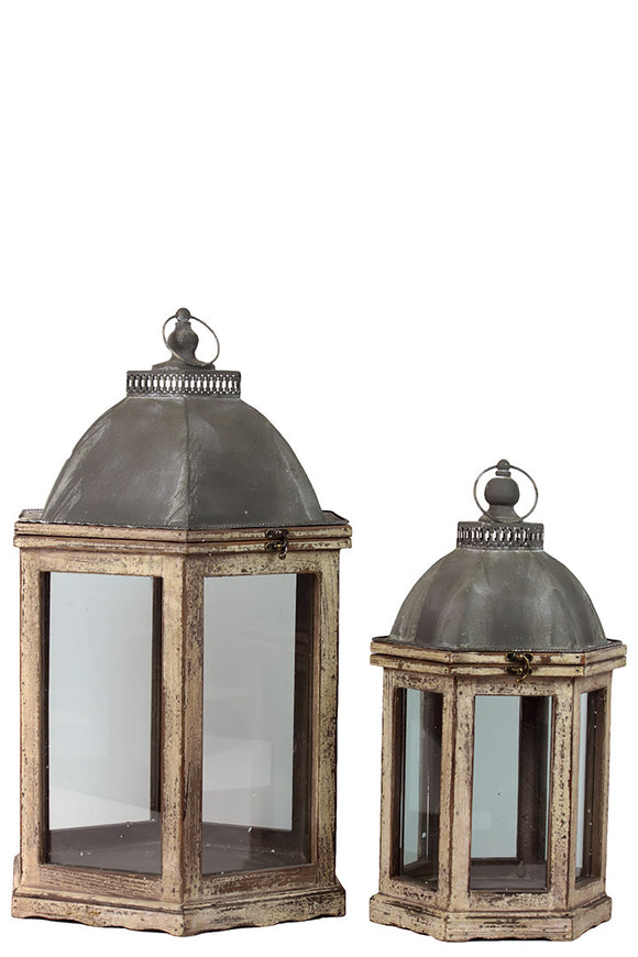 Wooden Lantern Set of Two with Magnificent Dome Shaped Top