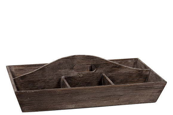 Wooden Tray with Six Compartments and Holder at the Centre