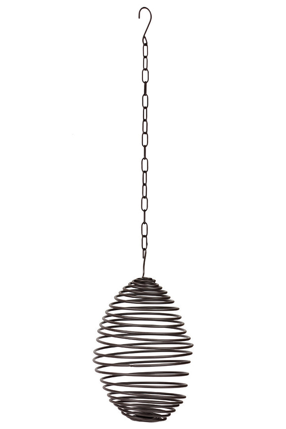 Spiral Design Oblong Metal Lantern with Attached Chain and Hook for Hanging