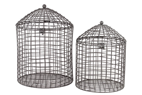 Wire Meshed Metal Container with Lid and Locker Set of Two