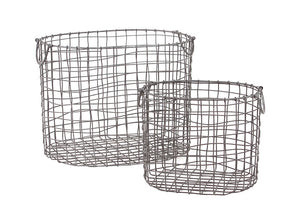 Wire Meshed Metal Container with Side Handles Set of Two