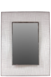 Rectangle Shaped Metal Mirror Designed with Wire Mesh Pattern