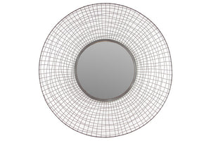 Round Shaped Metal Mirror Open Designed with Wire Mesh Pattern