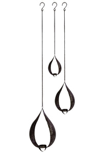 Tear Drop Design Metal Candle Holder with Hook Set of Three