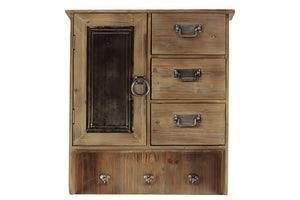 Four Sectioned and Three Hooked Wooden Cabinet