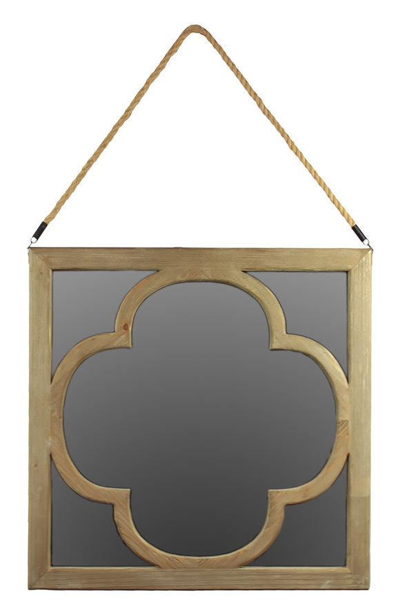 Flower in A Square Hanging Beautiful Wooden Mirror