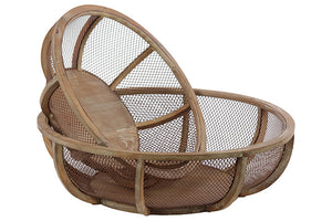 Finely Crafted Wire Mesh and Wooden Basket Set of Two