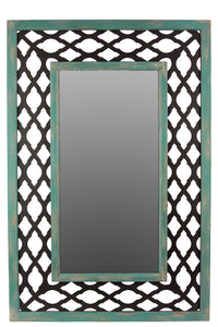 Rectangular Wooden Mirror with Open Design Frame