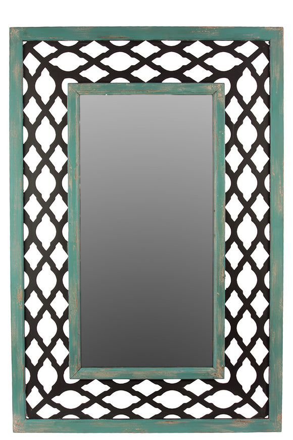 Rectangular Wooden Mirror with Open Design Frame